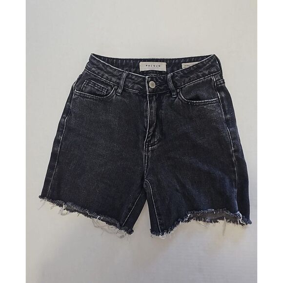 PacSun Pants - Pacsun Shorts Womens 22 Black Mom Cut Off Altered Dark Wash Denim